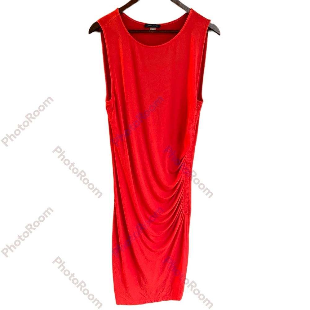 Tommy Hilfiger, Red Ruched Side Tank Dress, Size Large, Midi, Sleeveless
